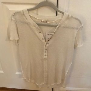 Free People, size M, sheer cotton button up Tshirt